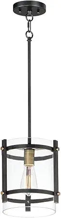 Maxim Lighting Capitol 1-Light Pendant Light | Black/Antique Brass Finish | Glass Shade | Transitional Indoor Light Fixture | Ideal for Kitchen Islands & Dining Rooms | Dimmable | 2649BKAB