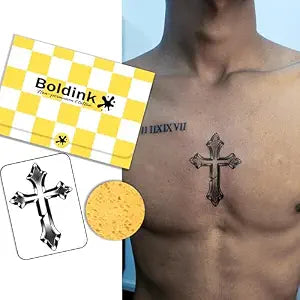 Cross Semi Permanent Tattoos for Adults Realistic Fake Tattoo Waterproof
