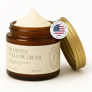 KUSHI Whipped Tallow Cream, Beef Tallow for Skin, Lavender, 1.3oz