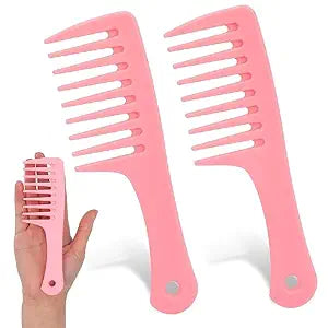 Mini Wide Tooth and Travel-Size Detangling Combs - 2 Pcs Portable Plastic Combs for Styling Curly, Long, Wet Hair