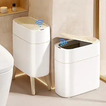 LALASTAR Small Bathroom Trash Can Automatic Touchless, Bathroom Garbage Can with a Lid, Motion Sensor trashcan for Bedroom, Kitchen, Office, 2.5 Gallon, White