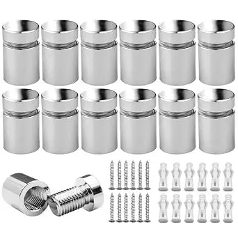 1/2 x 1/2 Inch 12PCS Aluminum Solid Sign Standoff Screws for Acrylic Advertising Screw wall Fixing standoffs mounts Glass Display Signs (Polished Chrome Color)
