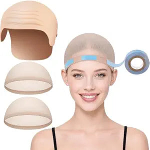 Hoedia Bald Cap for Adults Halloween, 2 Nylon Wig Caps and Wig Tape, Large