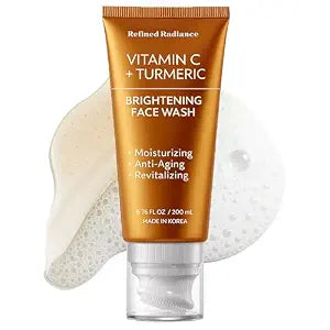 Vitamin C & Turmeric Face Wash – Dermatologist Tested, Anti-Aging, Korean Skin Care – Evens Skin Tone, Reduces Dark Spots, Boosts Radiance – Clean Vegan Beauty – 200 ML