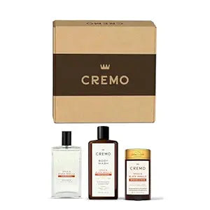 Cremo Gift Set, Spice & Black Vanilla - Cologne, Body Wash, Antiperspirant