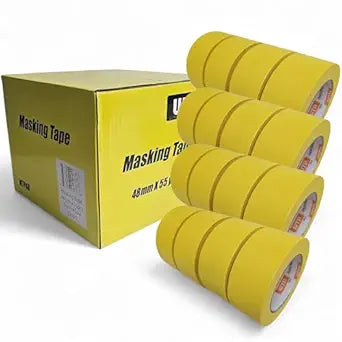 MTP48-16 Automotive Industry Masking Tape for Painting and Refinishing, Yellow Color, 2" Width, 55yards Length, Box of 16 Rolls