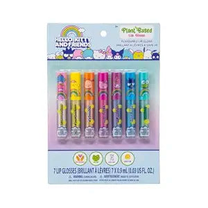 SANRIO Hello Kitty Lip Gloss Hello Kitty & Friends Lip Gloss, Plant Based Multi-Flavored, 7 Lip Glosses