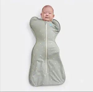 Love to Dream Swaddle Up Transition Bag Original, Arms Up Position, Light and Ultra Breathable Cotton - Sleep Bag - 1.0 TOG - (20-24C) Ideal for Moderate Temps, Moon Olive, Small, 8-13lbs