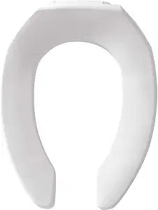 CHURCH 295CT Commercial Open Front Plastic Toilet Seat, Heavy Duty Industrial Seat without Lid, Secure Installation for Long Lasting Use, Made in USA, Elongated, White