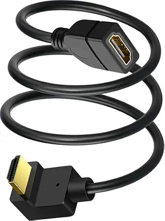 HDMI Extension Cable Down Angle 1.5 Feet 4K HDMI Extender Cable Male to Female Adapter Cord 90 Degree HD Video Converter Short Wire for Monitor, Laptop, Projector, HDTV