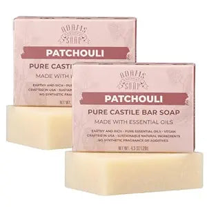 Adams Handmade Soap Patchouli Pure Castile Bar Soap – 4.5 oz | Vegan, Cold Process, Essential Oils, 84% Organic, Fair Trade, No Additives, USA Made