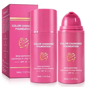 Color Changing Foundation for Mature Skin, Self-Adjusting Liquid, 30ml x 2