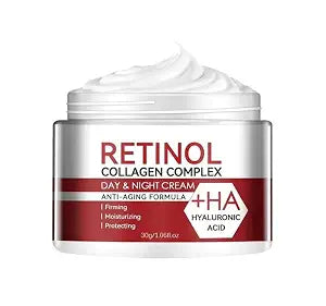 Retinol Collagen Face Moisturizer Cream Hyaluronic Acid, Day-Night Anti-Aging Moisturizer for Skin Tightening Lifting Firming Wrinkle Smoother for Women & Men (Cream)
