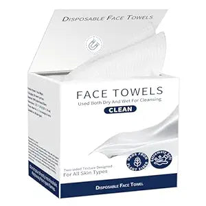 Disposable Face Towels, Biodegradable 100% USDA Face Towels, Ultra Soft Thick Face Wipes, Cleaning Facial Towels For All Skin Types, Skincare and Makeup Remover, Nursing, Travel, Dry Wipes (50 Ct)