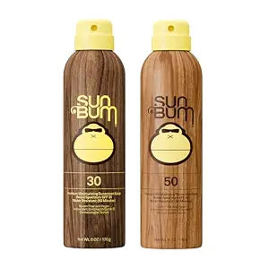 Sun Bum Original Spf 30 and 50 Sunscreen Spray Vegan and Hawaii 104 Act Compliant (Octinoxate & Oxybenzone Free) Broad Spectrum Moisturizing UVA/UVB Sunscreen With Vitamin E 2 Pack