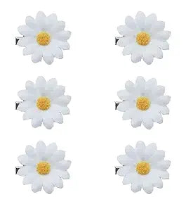 6 Pcs Daisy Hair Clips Vintage Sun Flower with Alligators Clips (White)