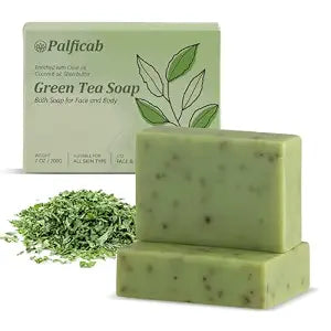 Green Tea Soap Bars for Face and Body, 2 Bars