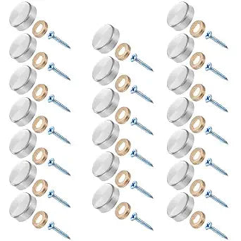 20 Pieces Stainless Steel Screw Cover Cap, 0.63"/16mm Diameter Mirror Decorative Screws with Caps Silver Mirror Screws Fasteners, Sign Advertising Hardware, Nails, Construction,Chrome
