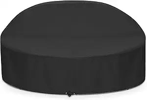 SunPatio Outdoor Daybed Cover Waterproof 88 Inch, Round Daybed Protector Patio Canopy Sofa Cover with Taped Seam and Air Vent, 88" L x 85" W x 16"/35" H, All Weather Protection, Black