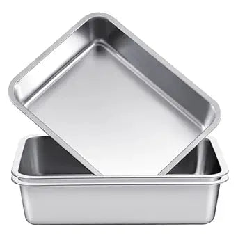 2 Pack Stainless Steel Commercial Bus Tubs Food Grade Meat Processing Tubs Lug Wash Basin Tote Box for Dishwashing, Kitchen, Restaurant, Utility (13 L)