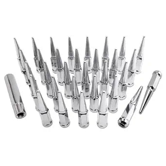 M14x2.0 Wheel Spike Lug Nuts & Cone/Conical Bulge Seat kitCompatible with F350 2005-2007 & Excursion 2000-2005 & F150 Heritage 2004 & Mark LT 2006-2010 More Replace Set of 32+1