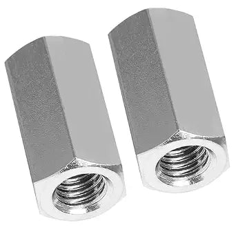2 Pcs M8 x 1.25 Pitch 25mm Length Hex Coupling Nut 13mm Width