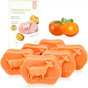 6PCS Persimmon Soap Bar for Old People Smell, Handmade Goat Milk Soap