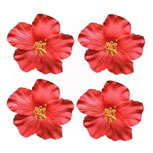 4Pcs Red Hawaiian Flower Hair Clip for Women Girls Fashion Bohemian Flowers Hair Accessory for Dancer Bridal Wedding Beach Party Clips and Barrettes Hair Accessories 8cm