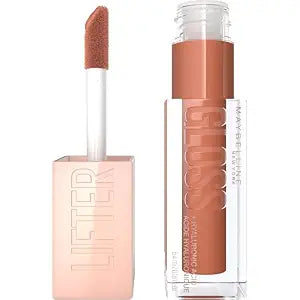 MAYBELLINE Lifter Gloss, Honey'd Lip Gloss with Hyaluronic Acid, Toffee