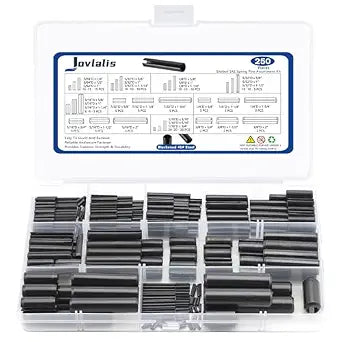 SAE Roll Pin Set, 250 Pcs Roll pin Assortment, Slotted Spring Pins