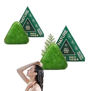 2PC Seven Green Shampoo Bar - Nature Shampoo Bar with Grass Extract, Green Soap for Women & Men