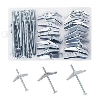 28PCS Toggle Bolts Wing Nuts Heavy Duty Hollow Wall Anchors 3 Sizes