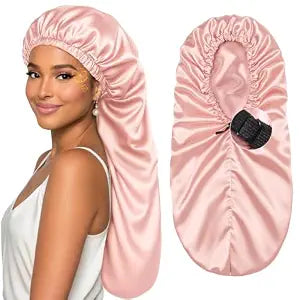 YANIBEST Adjustable Satin Sleep Bonnet, Double Layer Extra Long Hair Bonnet
