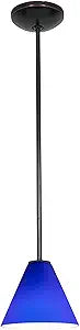 Martini Glass Pendant - Rods - Oil Rubbed Bronze Finish - Cobalt Glass Shade