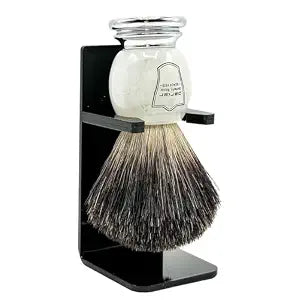 Parker 100% Black Badger Bristle Shaving Brush with Ivory Marbled Handle
