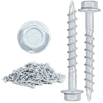 SD Connector Screws, #9 x 1-1/2" Heavy Duty Joist Hanger Screws, 1/4" Hex Head, 0.380" Dia, 10D Nail Replacement, Mechanical Galvanized, 1500-Hour Salt Spray Tested, 500 Count