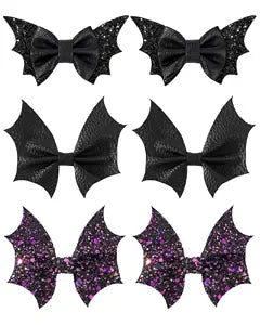 6pcs Halloween Black Bat Hair Clips for Women Bat Barrettes Set