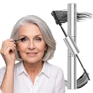 Tubing Mascara for Older Women 60 Plus, Double Ended Black Mascara, Lengthening Volumizing 2-in-1 Mascara for Short Multi-layered Lashes, Smudge Proof Easy Warm Water Removal for Upper & Bottom Lashes