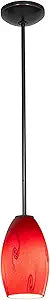 Merlot Glass Pendant - Rods - Oil Rubbed Bronze Finish - Red Sky Glass Shade