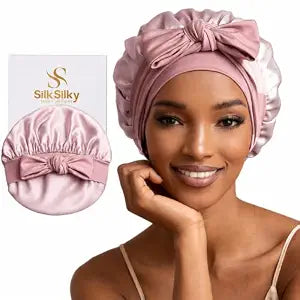 SilkSilky 100% Mulberry Silk Bonnet for Sleeping Women Long Hair, PaleMauve