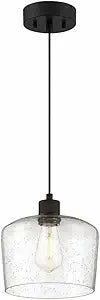 Access Lighting Port Nine Chardonnay LED Pendant - Matte Black - Seeded Glass - Replaceable LED