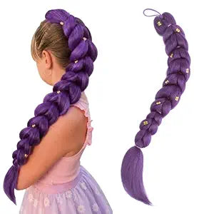 Purple Braided Ponytail Pre-Braided Synthetic Hair 22Inch Easy Tie-on