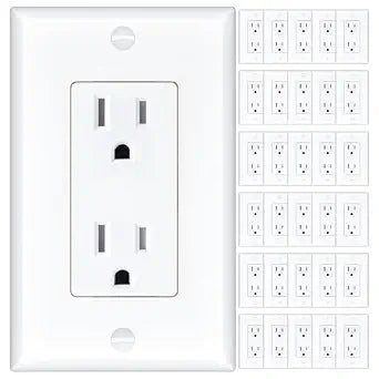 Amico 30 Pack 15 Amp Standard Electrical Outlets UL Listed