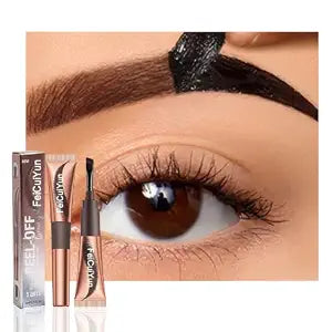 FeiCuiYun Eyebrow Tattoo Peel Off Tint Gel for Women, Warm-Dark Brown Peel Off Eyebrow Tint with 150ï¿½ï¿½ï¿½ï¿½ï¿½ï¿½Small Curved Tray, Last Up to 5 Days, Waterproof, Fuller & Defined Looking Brow
