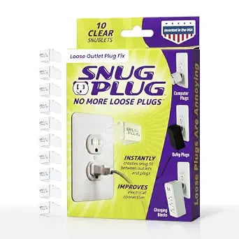 Loose Outlet Plug Fix | Snug Plug Outlet Tightener| Clear | 10 Pack