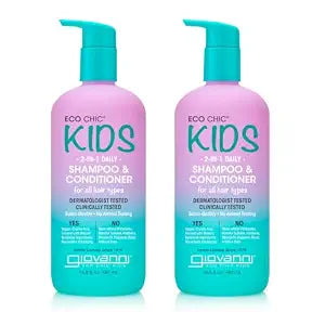 GIOVANNI Eco Chic Kids 2-In-1 Shampoo & Conditioner, 6.5 fl oz (Pack of 2)