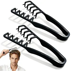 Texture Comb Set 2 Pack – Wide Tooth Volumizing Hair Comb, Anti-Frizz Root Lift Styling Tool, No-Pull Scalp Massager for Curly, Wavy, Thick Hair, ABS Plastic Non-Slip Grip (Black)