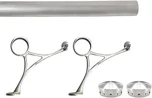 Bar Foot Rail Kit - 2" OD Brushed Stainless Steel Tubing - Combination Foot Rail Brackets - End Caps (Tapered End Cap, 3 ft (36 in x 1))