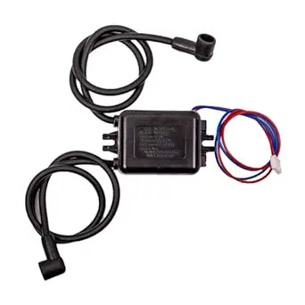 WMI924 OEM Continuous Spark 120 Volt Ignition Transformer Module with Extended 24 Inch Dual Wire Insulated Spark Plugs Lead and 18 Inch Extended 2 Pin Connector Primary Leads