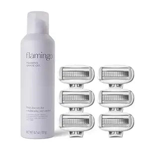 Flamingo Foaming Shaving Gel and 6 Original Razor Blade Refill Cartridges